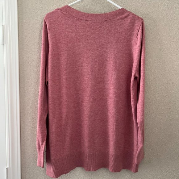 LOFT Pink Women's Sweater Buttons on Shoulder Long Sleeve Size XL - Picture 6 of 6